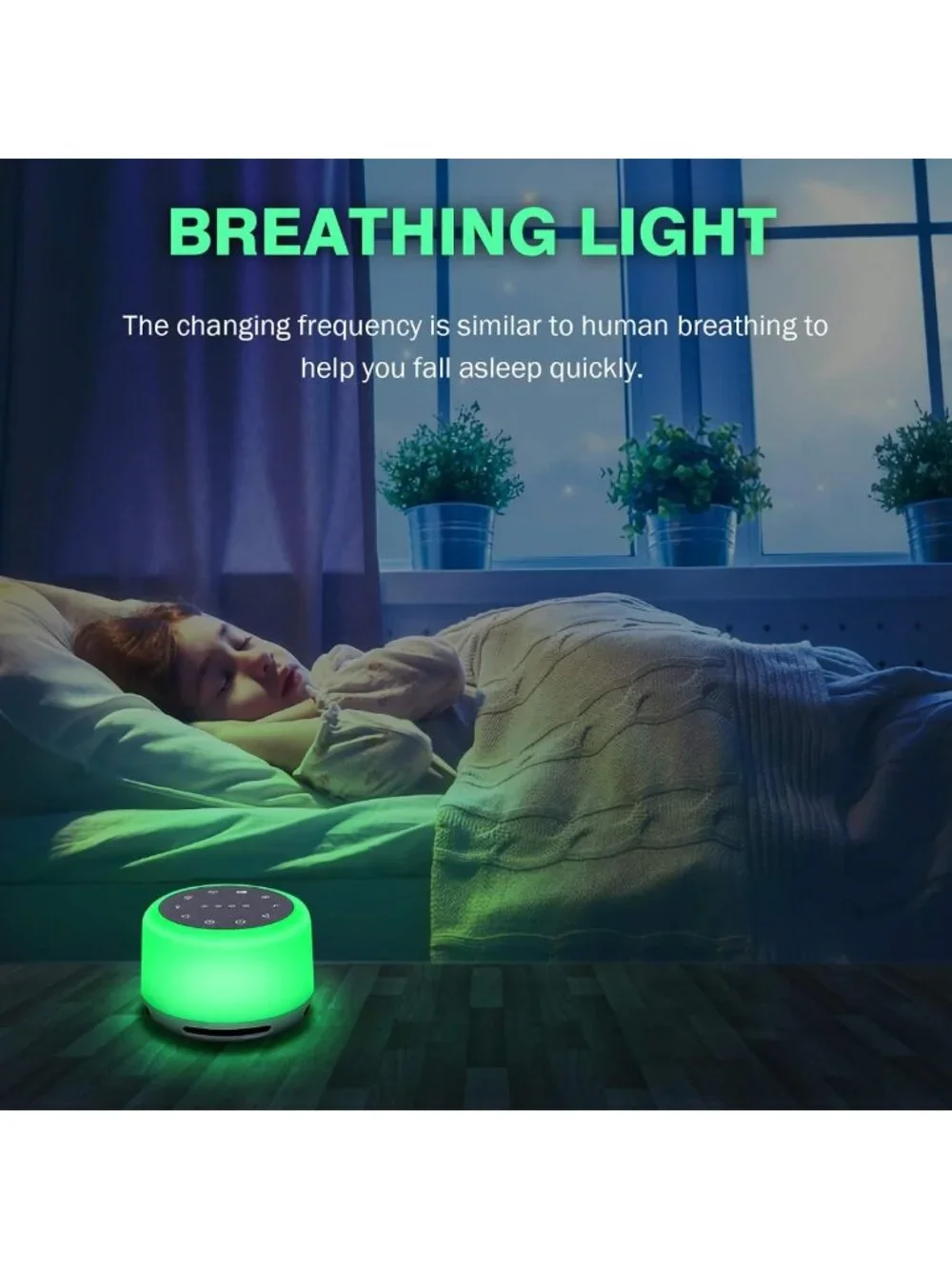Portable Sleep Sound Machine with 24 Soothing Sounds, 7 Color Lights & Timer